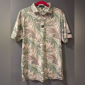 Bad Birdie Hammock Hunter colorful palm leaves stretch golf polo shirt medium